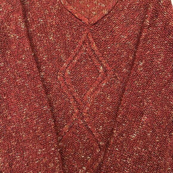Christopher & Banks Y2K Marled Knit Sweater M Red Acrylic Diamond Cable Trim VTG - Picture 3 of 5